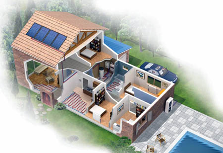 mstakil evler iin stma zm , hava kaynakl s pompas , termik gne enerjisi , yerden stma ve fan coil ile 